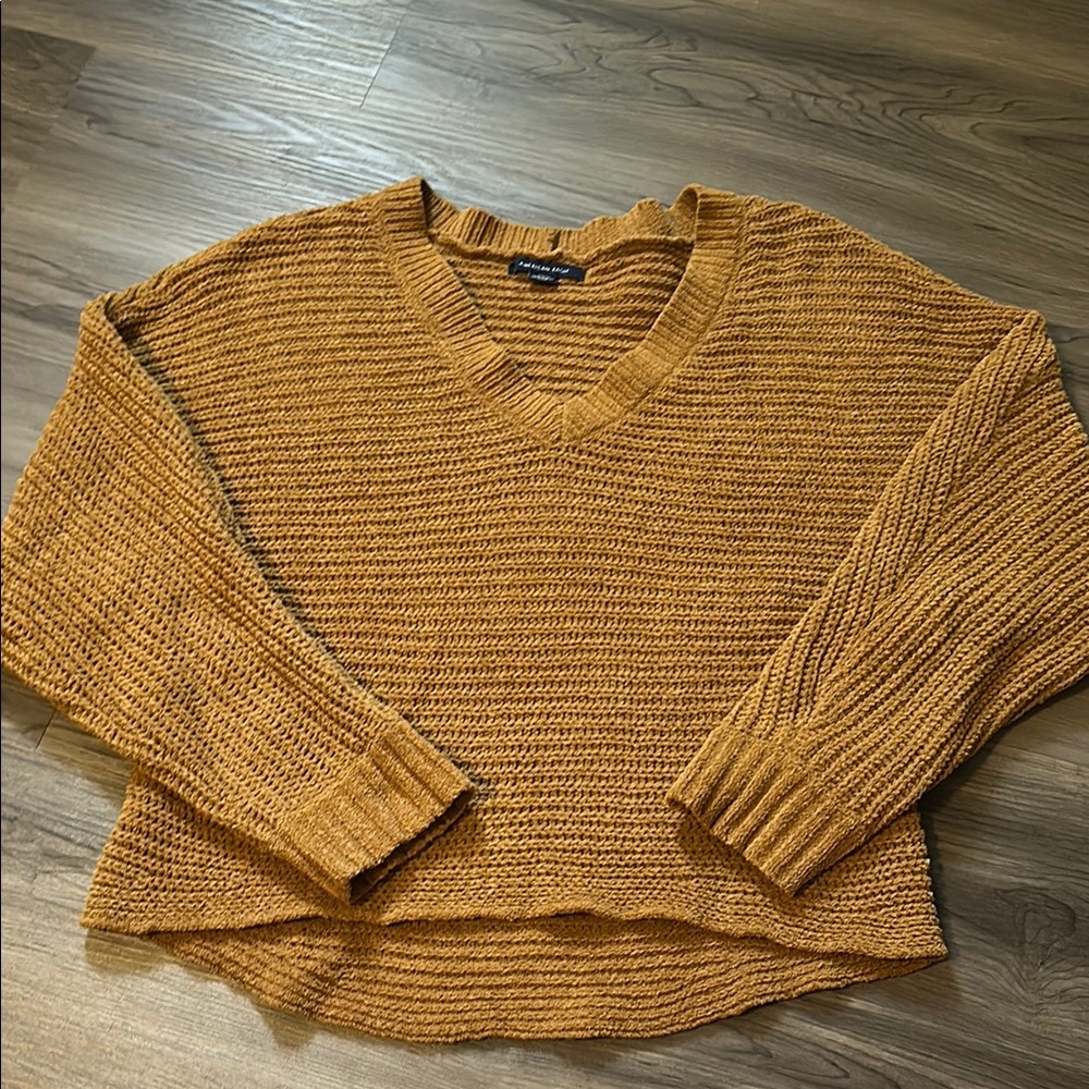 American Eagle Dark Mustard Cropped Sweater